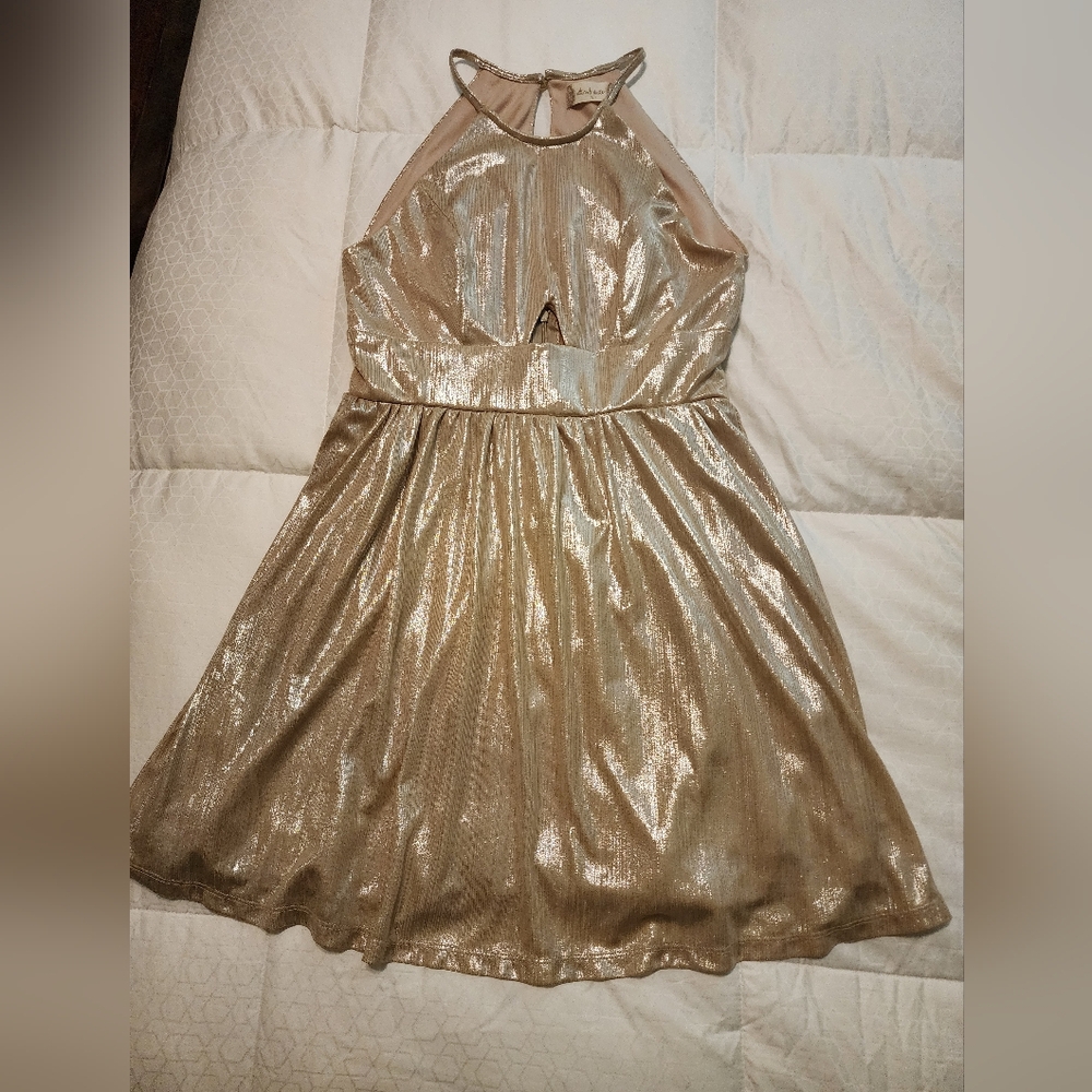 Altar'd State Shimmery Gold Dress Size Small, Halter Style